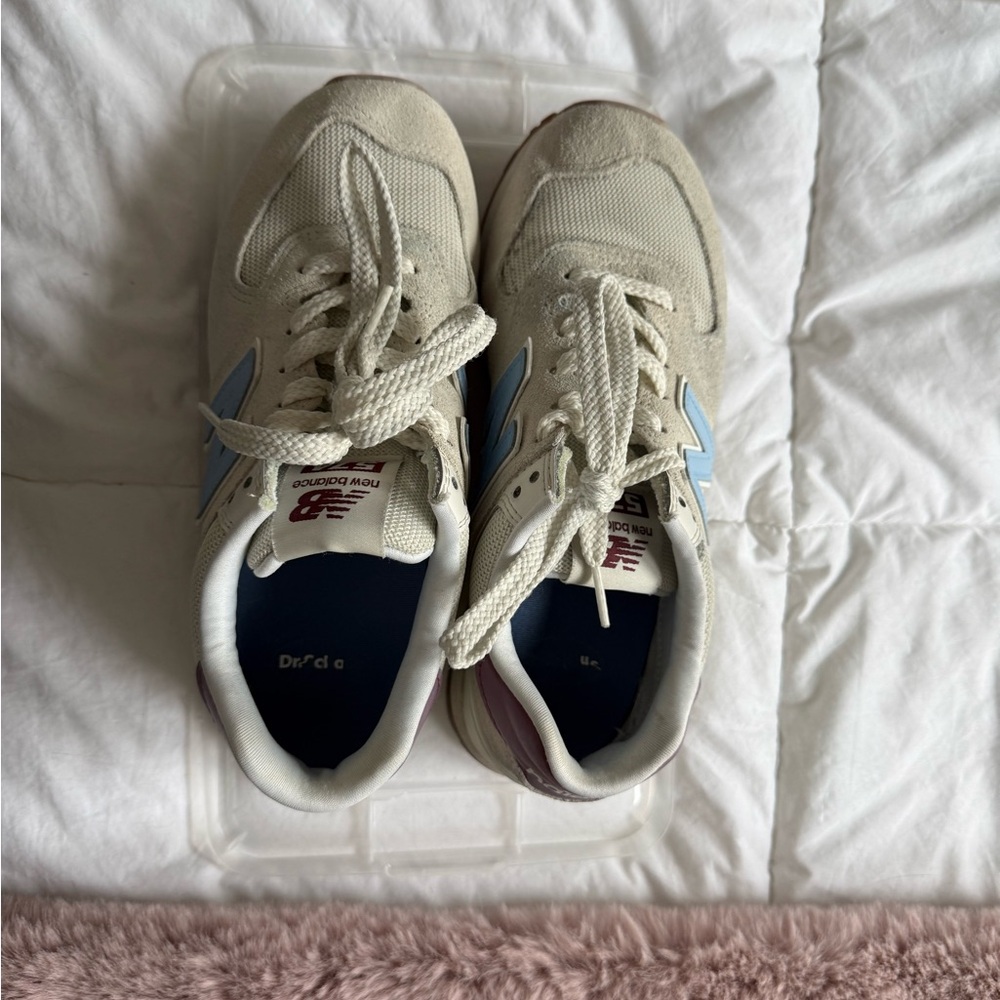 New Balance White and Blue Athletic Shoes